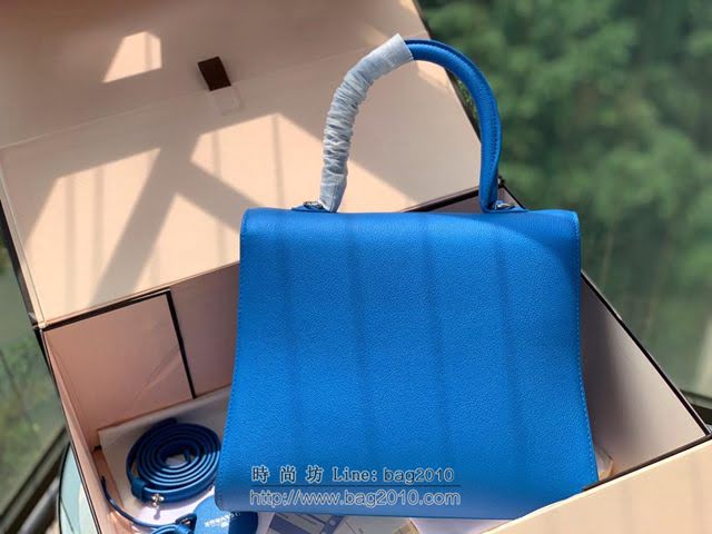 DELVAUX女包 春夏新款 Brillant系列手袋 進口牛皮 德爾沃女手提包 Dv0028 螢光藍 Delvaux單肩斜挎包  fcs1352